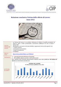 Relazione conclusiva Vetrina delle offerte di Lavoro Anno 2012