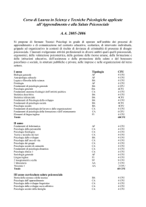 Corso di Laurea in Scienze e Tecniche Psicologiche applicate all