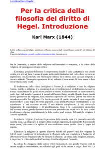 Marx: Per la critica della filosofia del diritto di Hegel. Introduzione