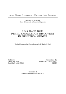 UNA BASE DATI PER IL KNOWLEDGE DISCOVERY IN GENETICA