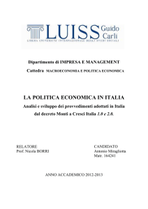 LA POLITICA ECONOMICA IN ITALIA