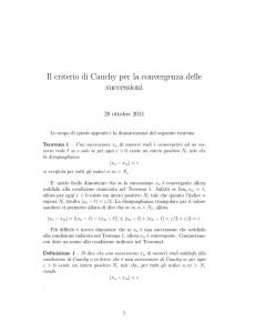 Il criterio di Cauchy per la convergenza delle successioni