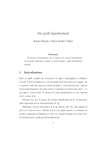 Sui grafi hamiltoniani. - Dipartimento di Matematica