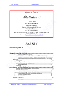 Statistica 3 - Dipartimento di Scienze Statistiche e Matematiche