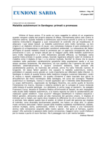 Malattie autoimmuni in Sardegna: primati e promesse [file]