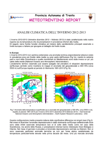 Il clima in Trentino: inverno 2012-2013