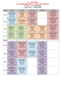 A.A. 2015/2016 LM. in BIODIVERSITA` ED EVOLUZIONE