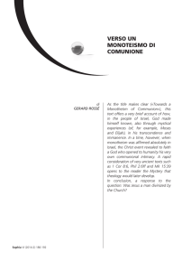 VERSO UN MONOTEISMO DI COMUNIONE