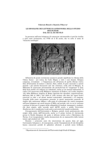 Le biografie dei lettori di astronomia dello studio bolognese dal XII