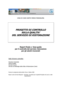 progetto di controllo sulla qualita` del servizio di ristorazione