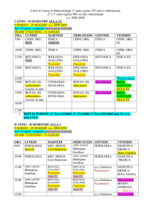 Corso di Laurea in Biotecnologie 1° anno regime 270 nuovo