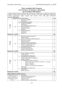 Piano consigliato delle frequenze Corso di laurea in Statistica e