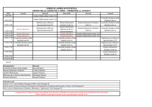 Analisi Multivariata (Aula 121) - Corso di Laurea Triennale in
