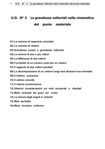 U.D. N° 3 Le grandezze vettoriali nella cinematica del punto materiale