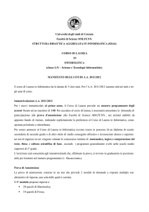 Manifesto degli Studi L31-Informatica A.A. 2011/12