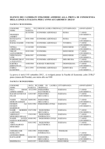 elenco degli studenti stranieri ammessi alle prove di accertamento e