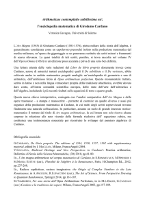 l`enciclopedia matematica di Girolamo Cardano