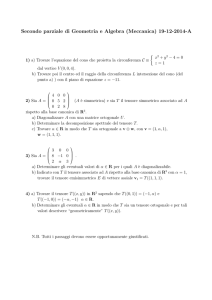 Secondo parziale di Geometria e Algebra (Meccanica) 19-12-2014-A