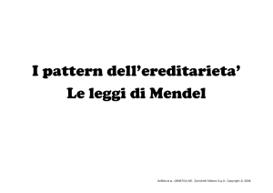 I pattern dell`ereditarieta` Le leggi di Mendel