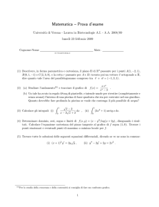 Matematica – Prova d`esame - Dipartimento di Biotecnologie