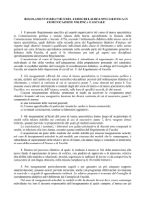 REGOLAMENTO DIDATTICO DEL CORSO DI LAUREA