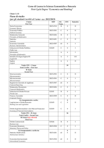 Corso di Laurea in Scienze Economiche e Bancarie First Cycle