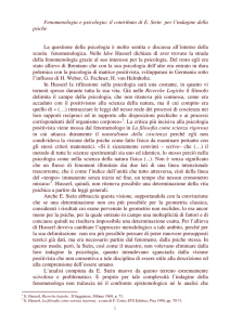 Fenomenologia e psicologia: il contributo di E. Stein per l`indagine