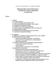 programma di matematica annoscolastico 2009