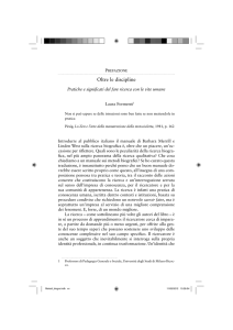 Prefazione - Oltre le discipline - Metodi biografici per la ricerca sociale