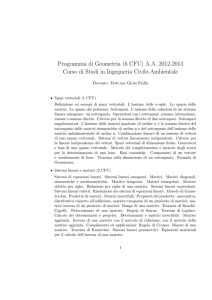 Programma di Geometria (6 CFU) A.A. 2012