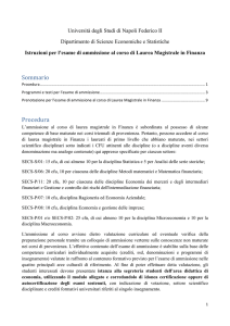 Istruzioni per l`esame di ammissione