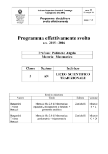 Programma effettivamente svolto - Istituto Statale " Francesco
