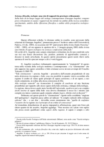 Scienza, filosofia, teologia: una rete di rapporti da precisare