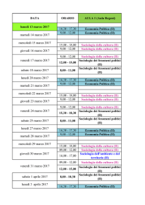 DATA ORARIO AULA 1 (Aula Regeni) 14,30