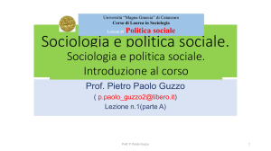 Sociologia e politica sociale. Introduzione al corso