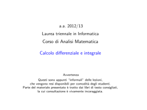 Corso di Analisi Matematica Calcolo differenziale e integrale