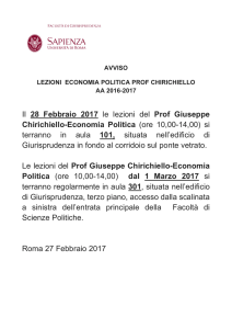 Il 28 Febbraio 2017 le lezioni del Prof Giuseppe Chirichiello