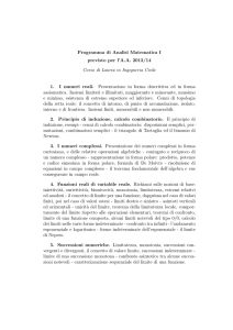 Programma di Analisi Matematica I previsto per l`A.A. 2013/14 Corso