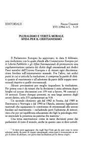 PLURALISMO E VERITÀ MORALE. SFIDA PER IL CRISTIANESIMO