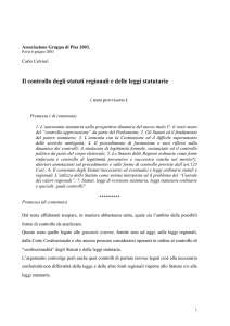 Il controllo degli statuti regionali e delle leggi statutarie