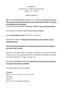 MATEMATICA Indicazioni per i compiti delle vacanze estive Classe