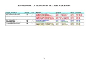 Calendario lezioni : 3° periodo didattico del 3° Anno – AA 2016-2017