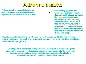 Adroni e quarks L`interazione forte non distingue tra neutrone e