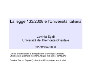 La legge 133/2008 e l`Università italiana