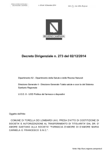 Decreto Dirigenziale n. 273 del 02/12/2014 - Burc