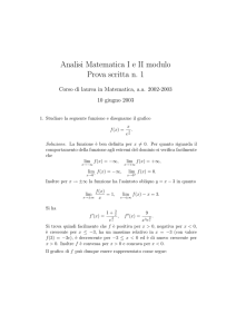 Analisi Matematica I e II modulo Prova scritta n. 1