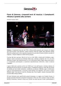 Fiera di Genova, cinquant`anni di musica: I Camaleonti ritirano il