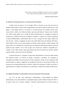 Le origini del debito: le dinamiche macroeconomiche internazionali.