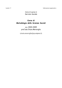 Corso di Metodologia delle Scienze Sociali