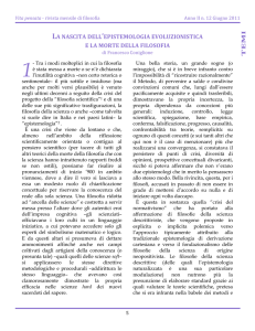 la nascita dell`epistemologia evoluzionistica e la morte della filosofia